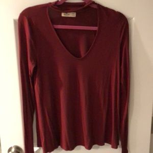 Dark red choker long sleeve